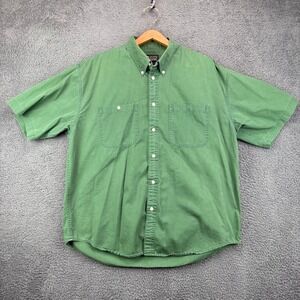 Sun River Essentials‎ Mens Large Green Cotton Short Sleeve Button Down Shirt L